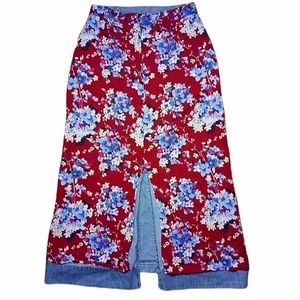 Homemade Denim and Floral Reversible Skirt